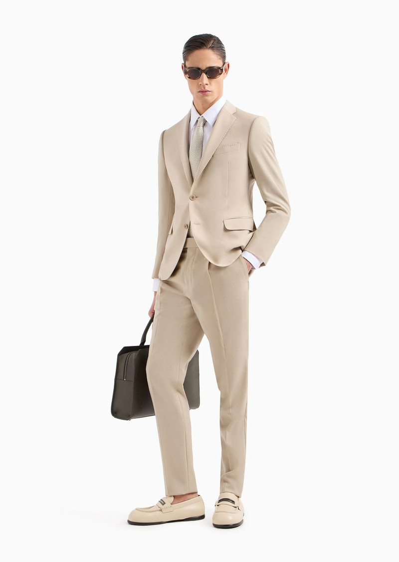EMPORIO ARMANI Trousers with a side strap in natural stretch tropical light wool outlook
