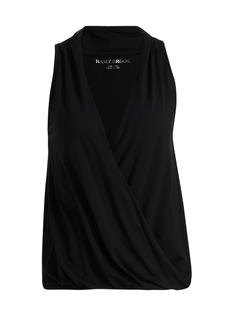 Women's Jenny Cotton-Blend Draped Top - Black 1