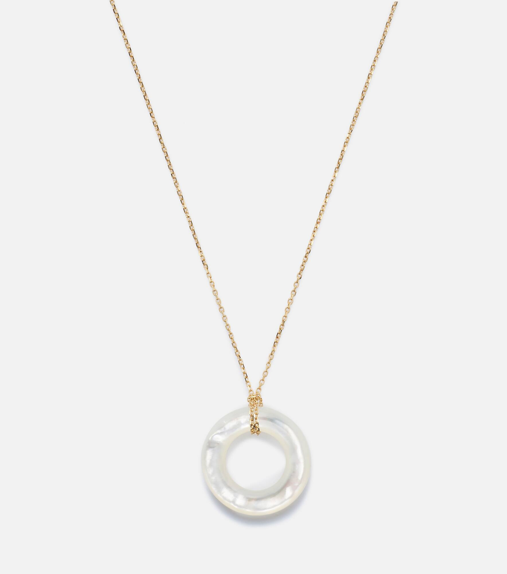 14kt gold pendant necklace with mother-of-pearl - 4