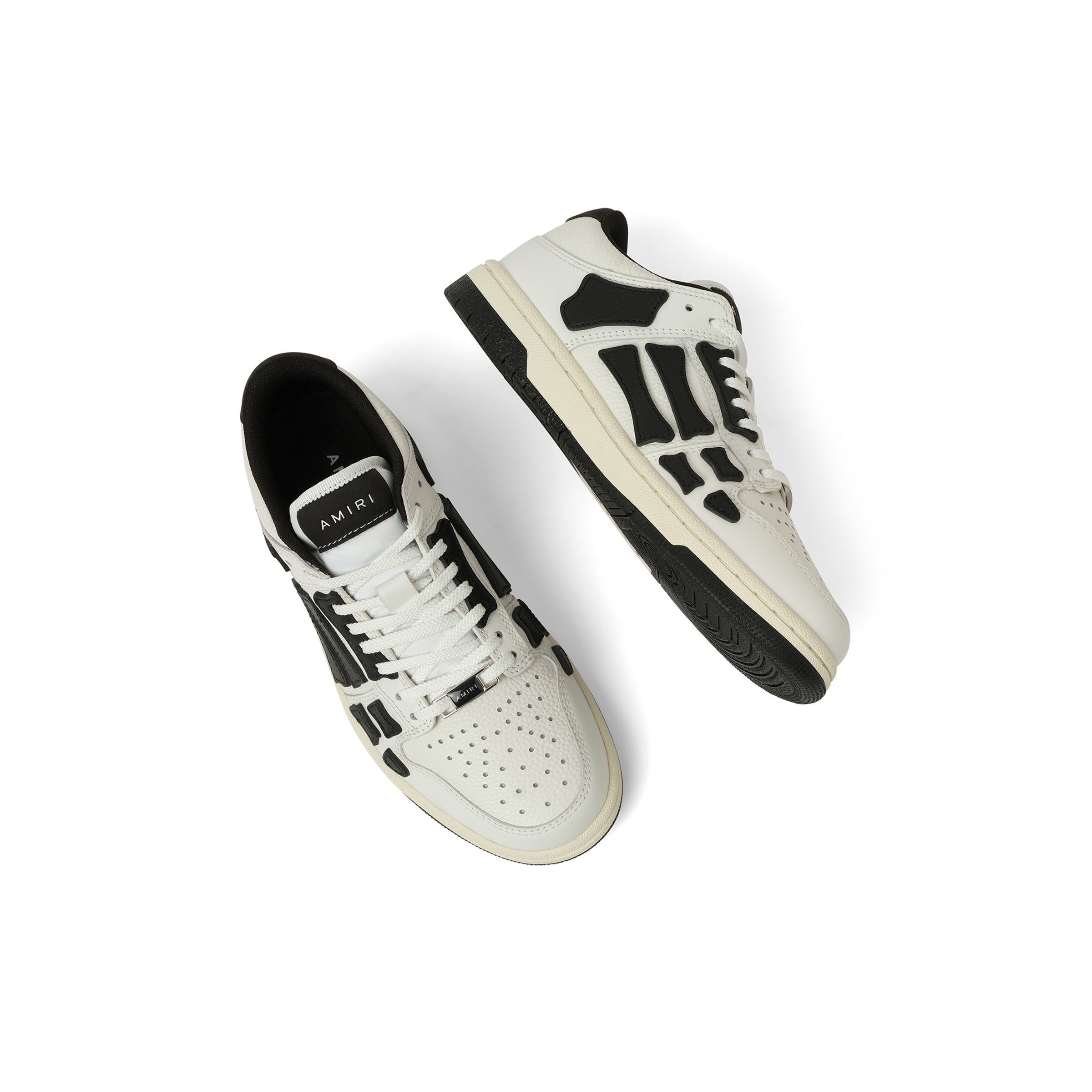 Skeleton Low Top Sneaker in White/Black - 4