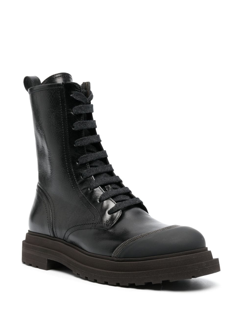 lace-up leather combat boots - 2