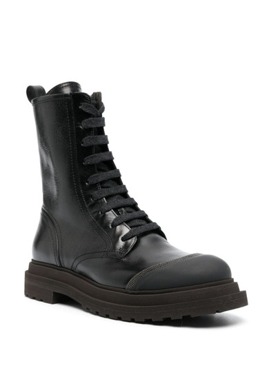 Brunello Cucinelli lace-up leather combat boots outlook