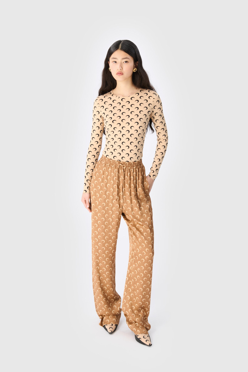 Marine Serre Moon Printed Jersey Second Skin Crewneck Top outlook