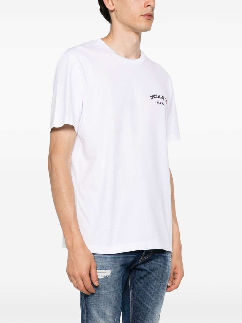 logo-embroidered cotton T-shirt - 3