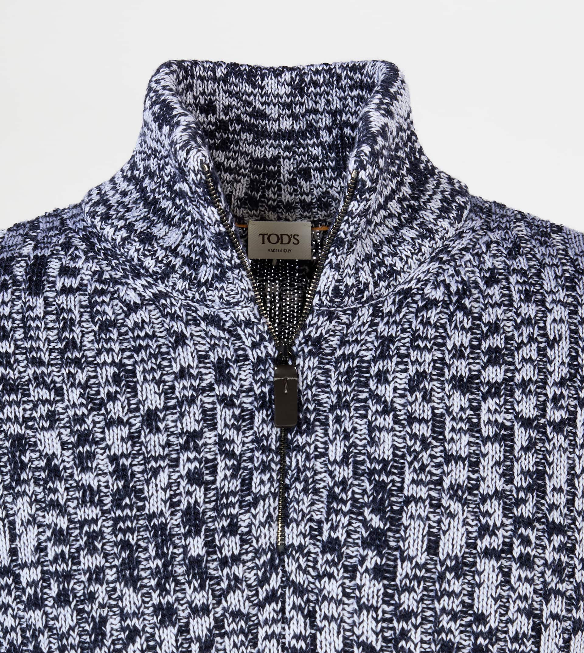 PULLOVER IN MOULINÉ MERINO WOOL - BLUE - 2