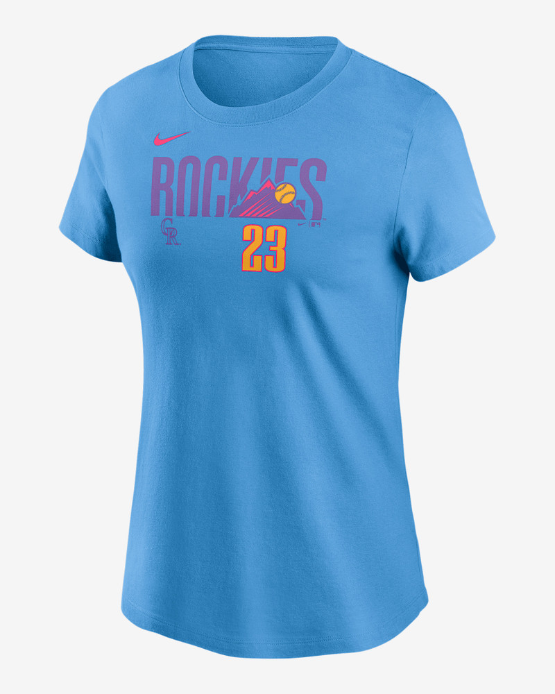 Kris Bryant Colorado Rockies City Connect Fuse Women's Nike MLB T-Shirt 1