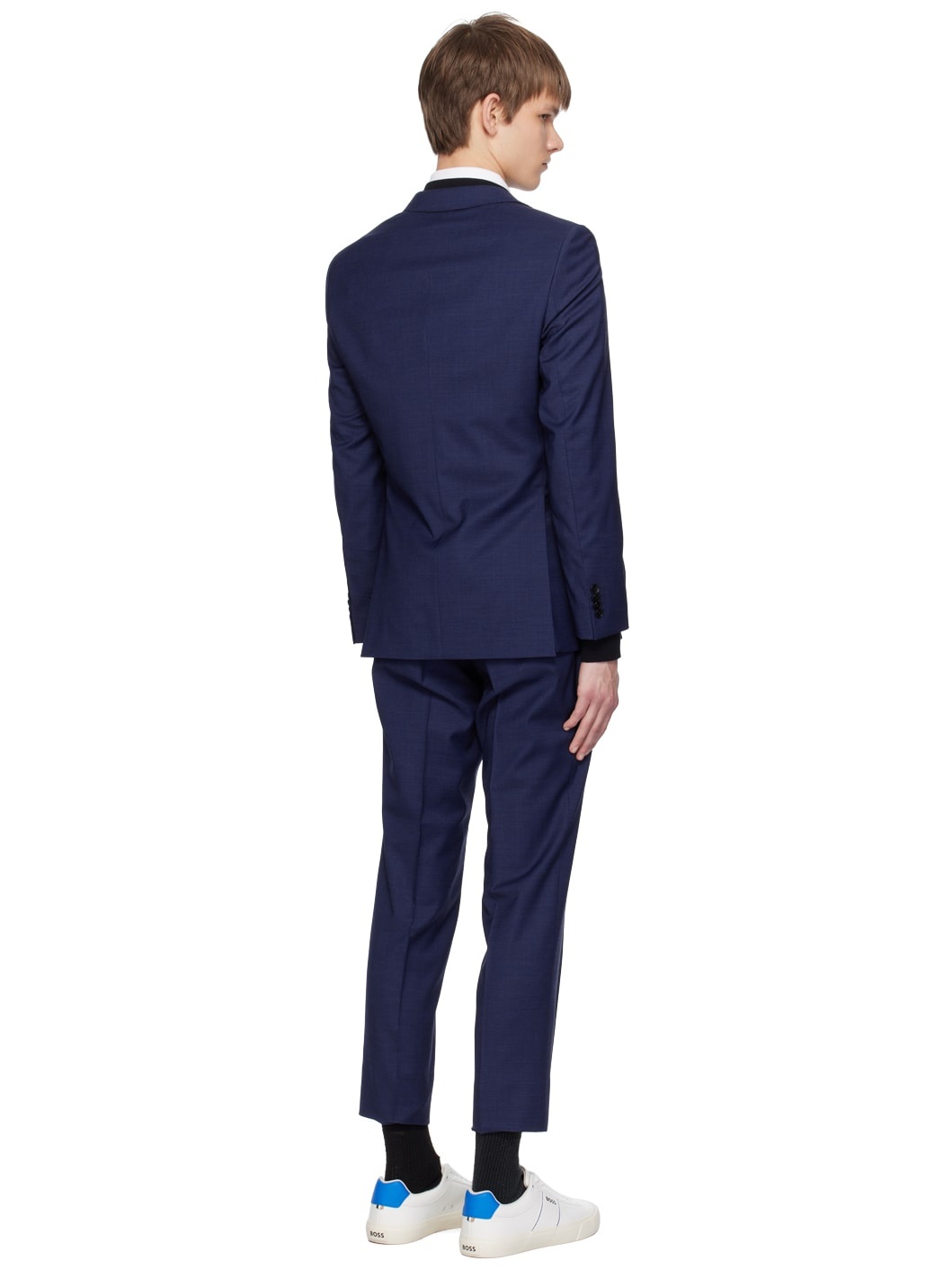 Navy Notched Lapel Suit - 3