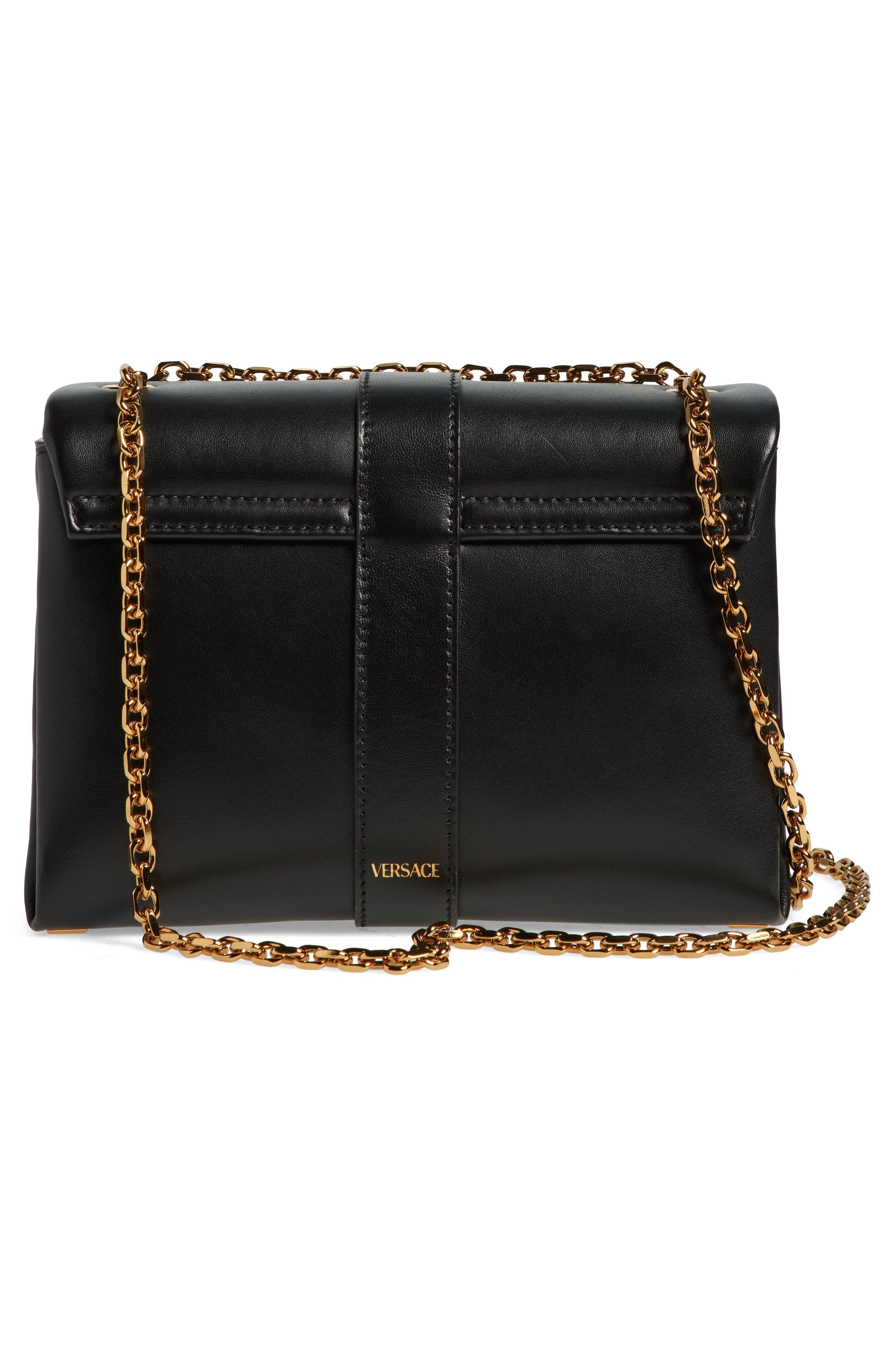 Versace Medusa 95 Kleio Leather Shoulder Bag in Black-Versace Gold at Nordstrom - 4