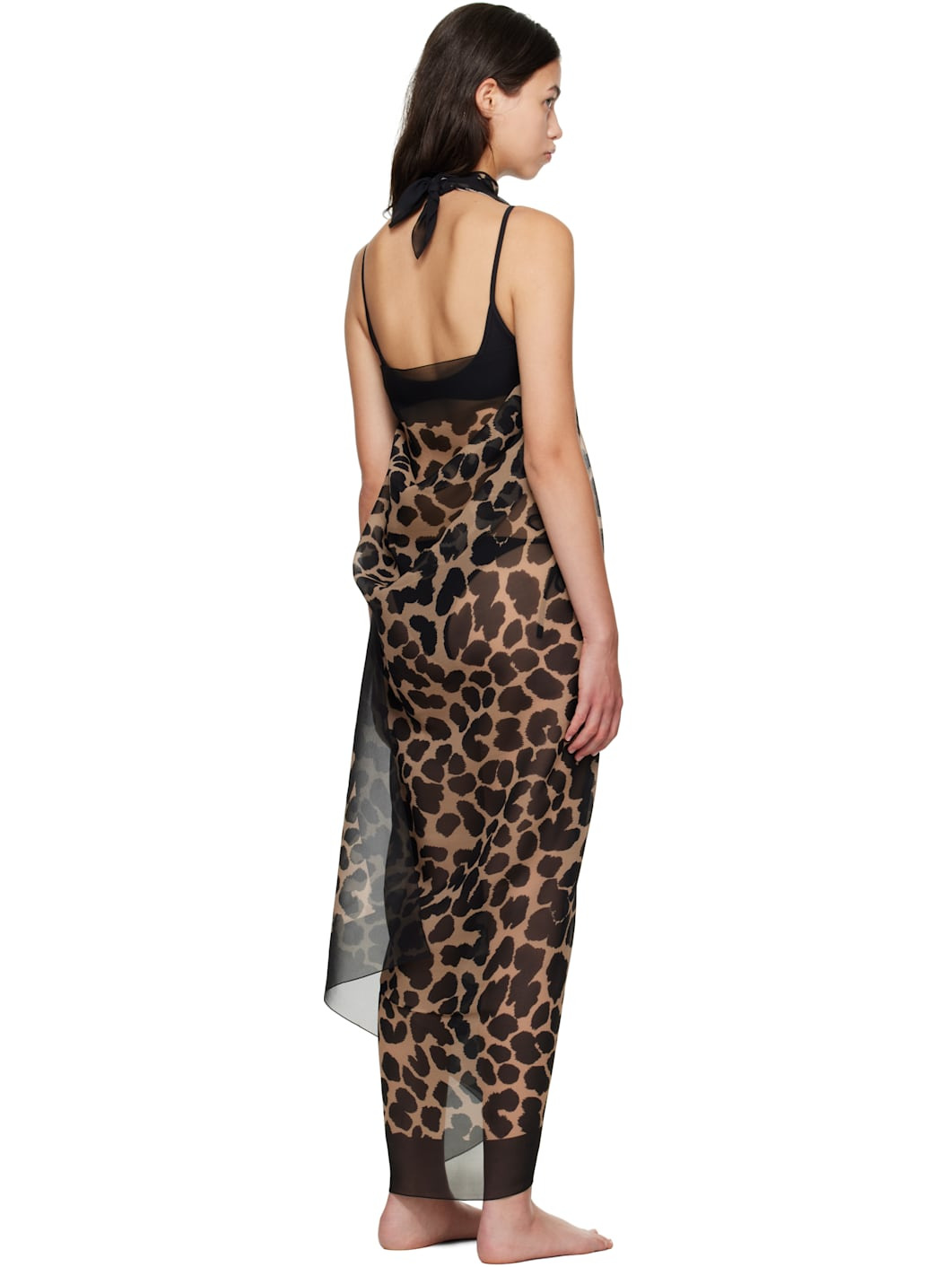Brown Leopard Beach Wrap Cover-up Dress - 3