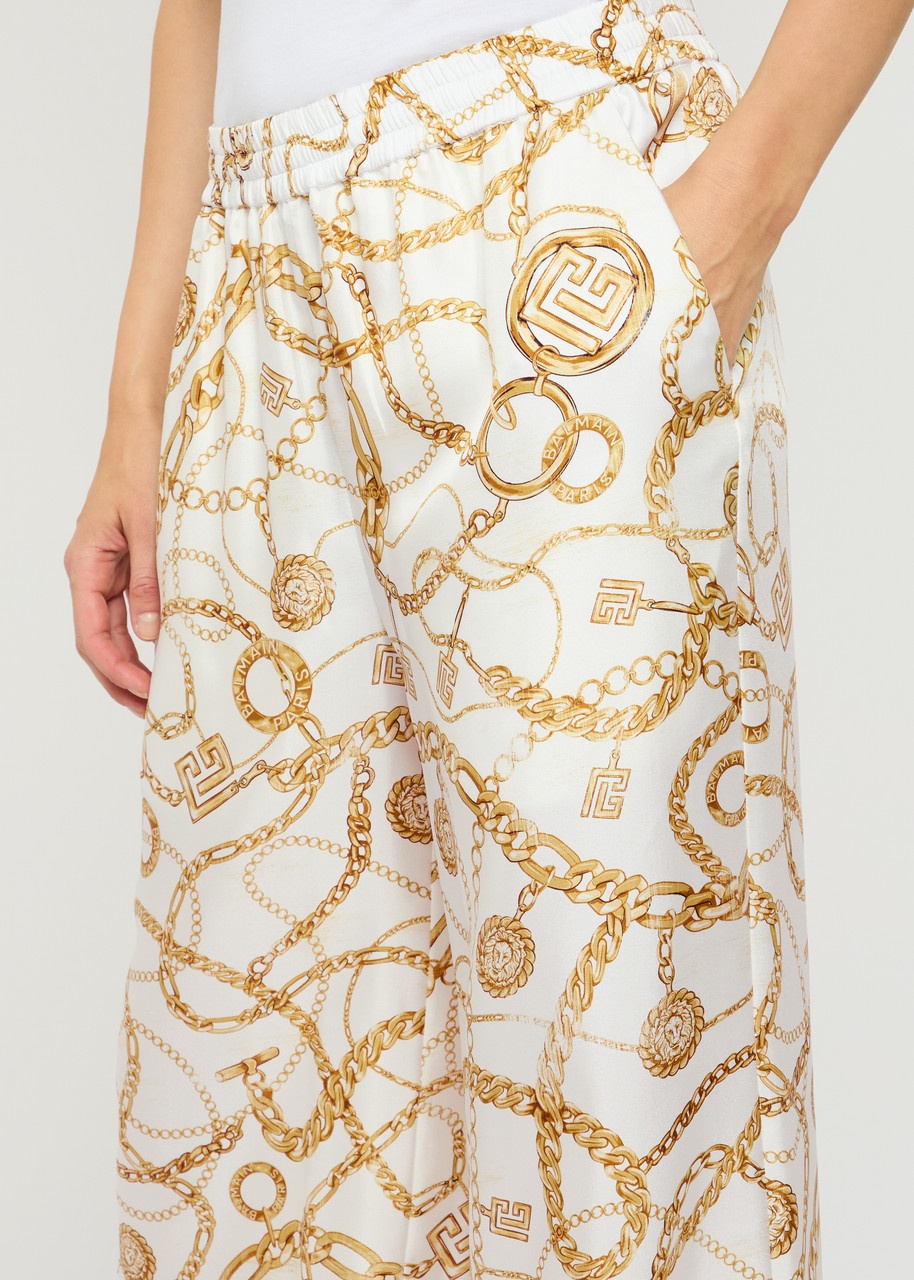 Balmain Printed Silk Trousers - 5
