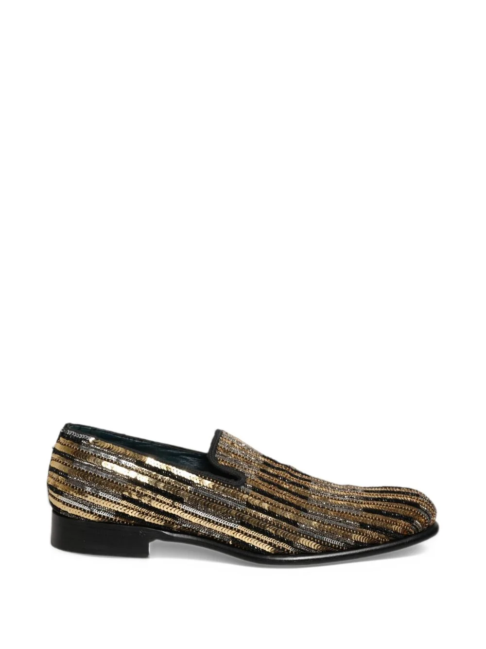 sequin-embellished striped loafers - 1