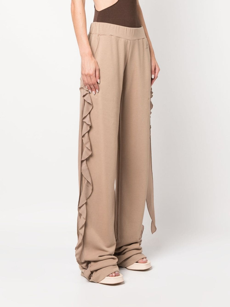 ruffled-trim wide-leg trousers 3
