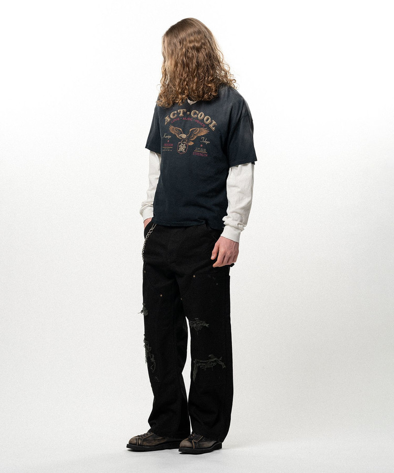 "ACT-COOL Eagle" Distressed T-shirt 8