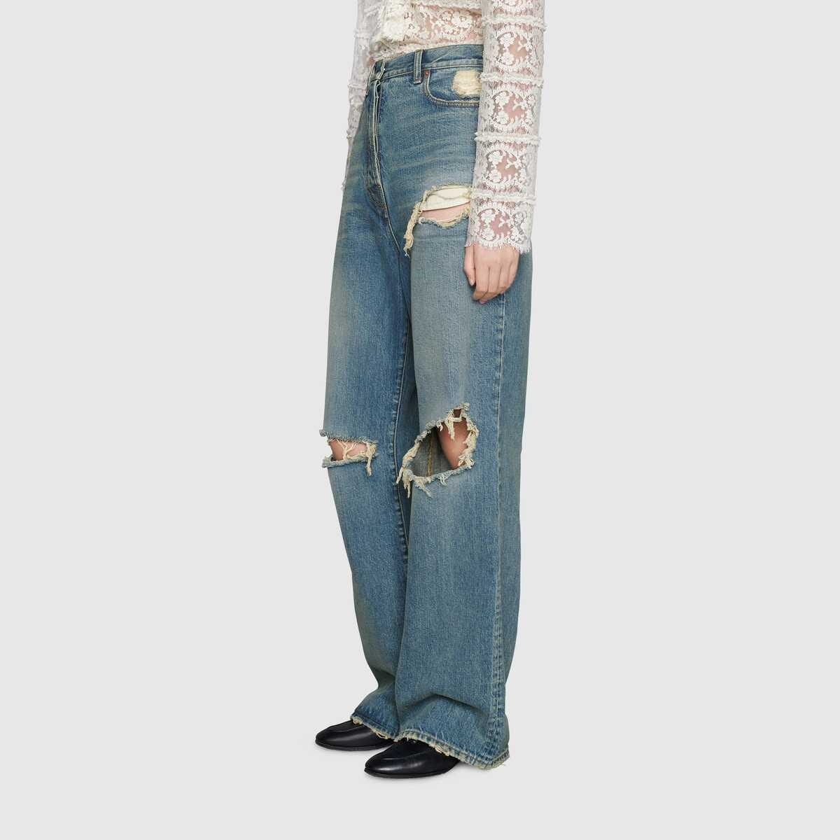 Ripped eco washed organic denim pant - 4