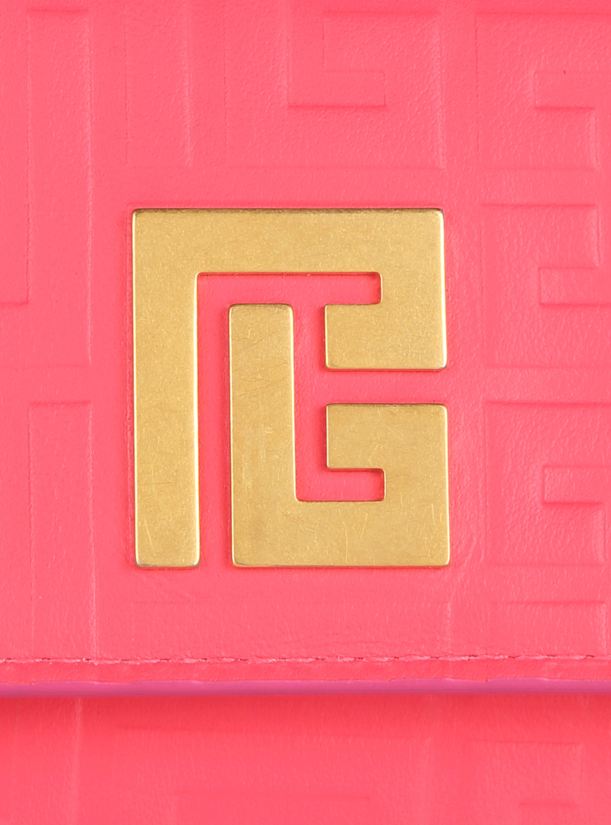 Debossed leather 1945 wallet with Balmain monogram and chain - 2
