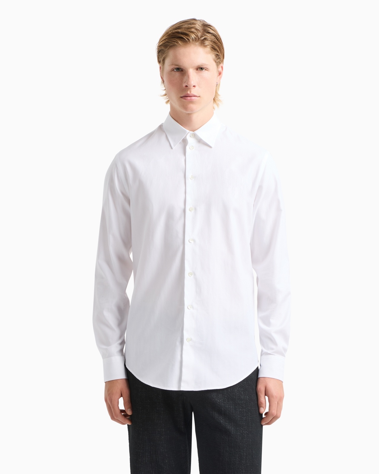 WAVE MOTIF JACQUARD COTTON SHIRT - 4
