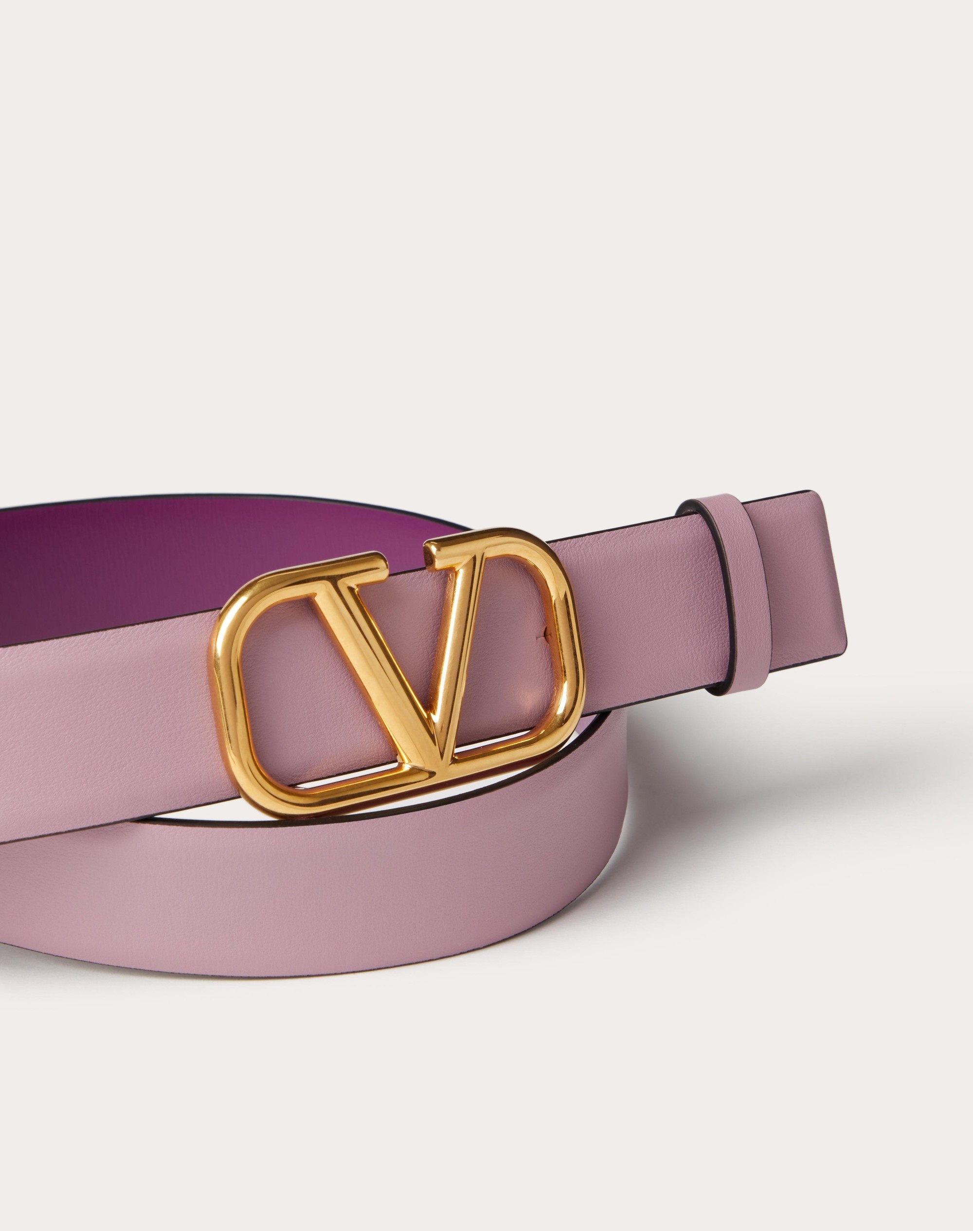 REVERSIBLE VLOGO SIGNATURE BELT IN GLOSSY CALFSKIN 70 MM