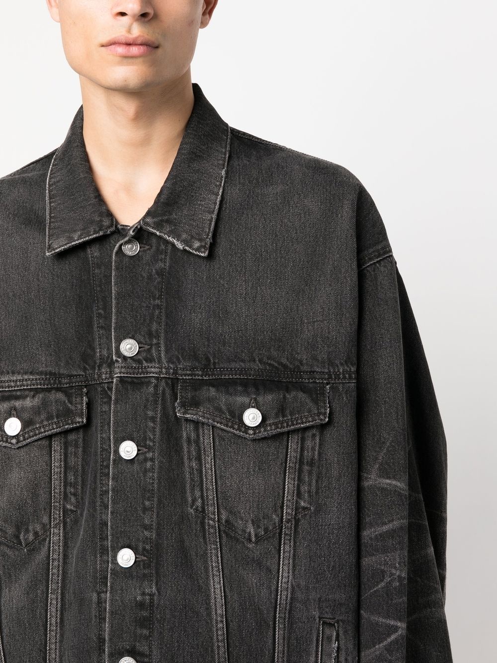 logo print denim jacket - 5