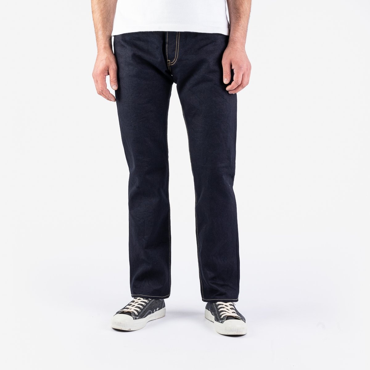 IH-634S-142ib-c 14oz Selvedge Denim Straight Cut Jeans - Indigo/Black - 2