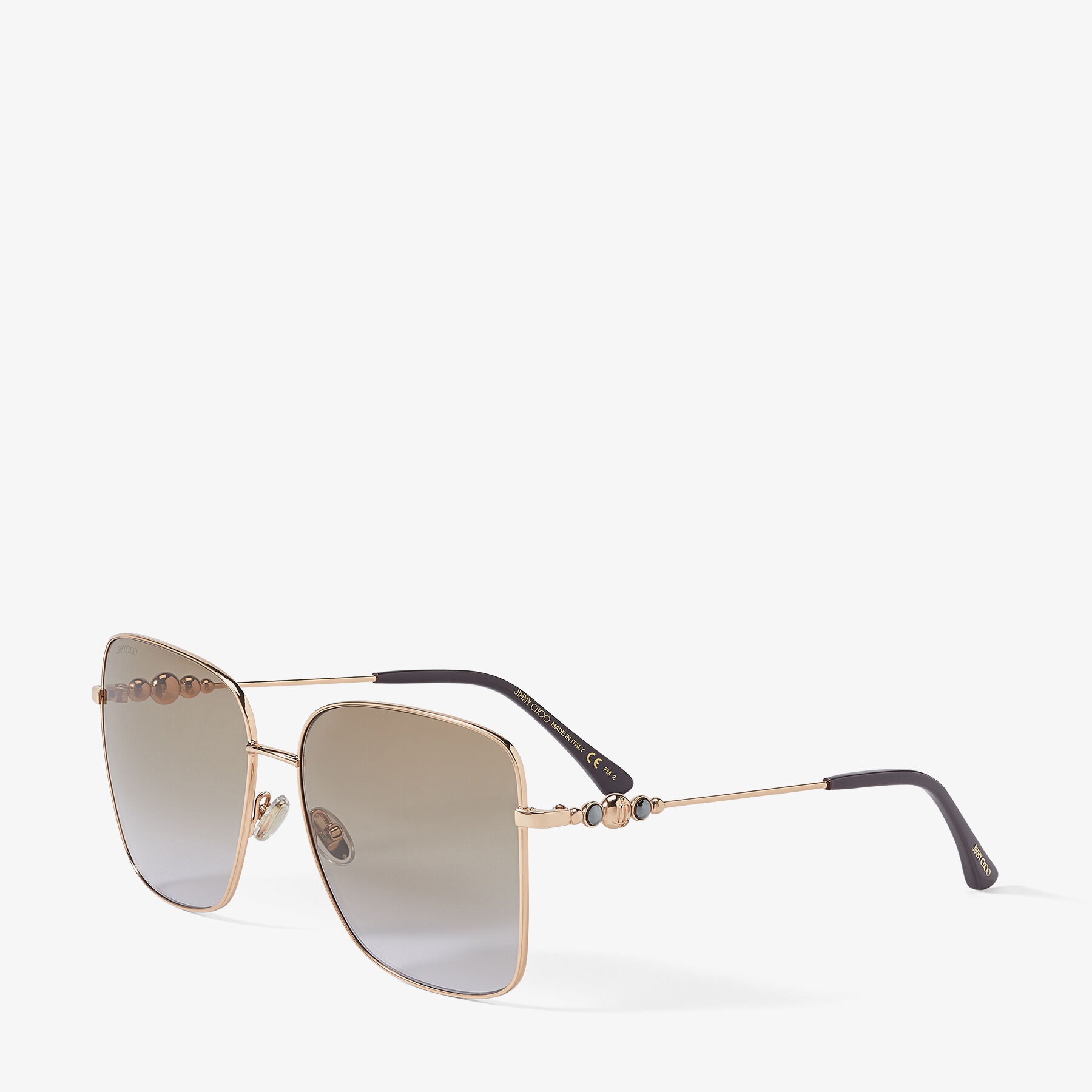 Hester
Copper Gold Square-Frame Sunglasses with Brown and Violet Shaded Lenses - 3