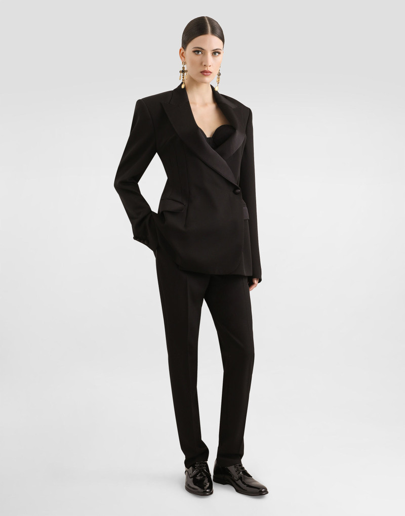 Dolce & Gabbana Double-breasted wool gabardine tuxedo jacket outlook