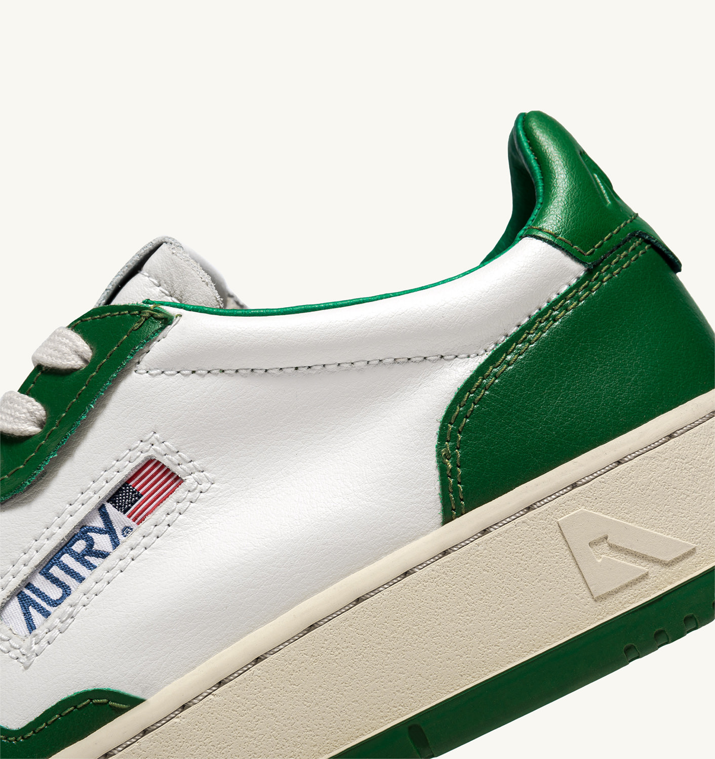 MEDALIST LOW BICOLOR SNEAKERS IN WHITE AND GREEN LEATHER - 6