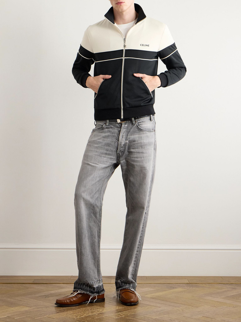 CELINE Logo-Embroidered Colour-Block Jersey Track Jacket Black outlook