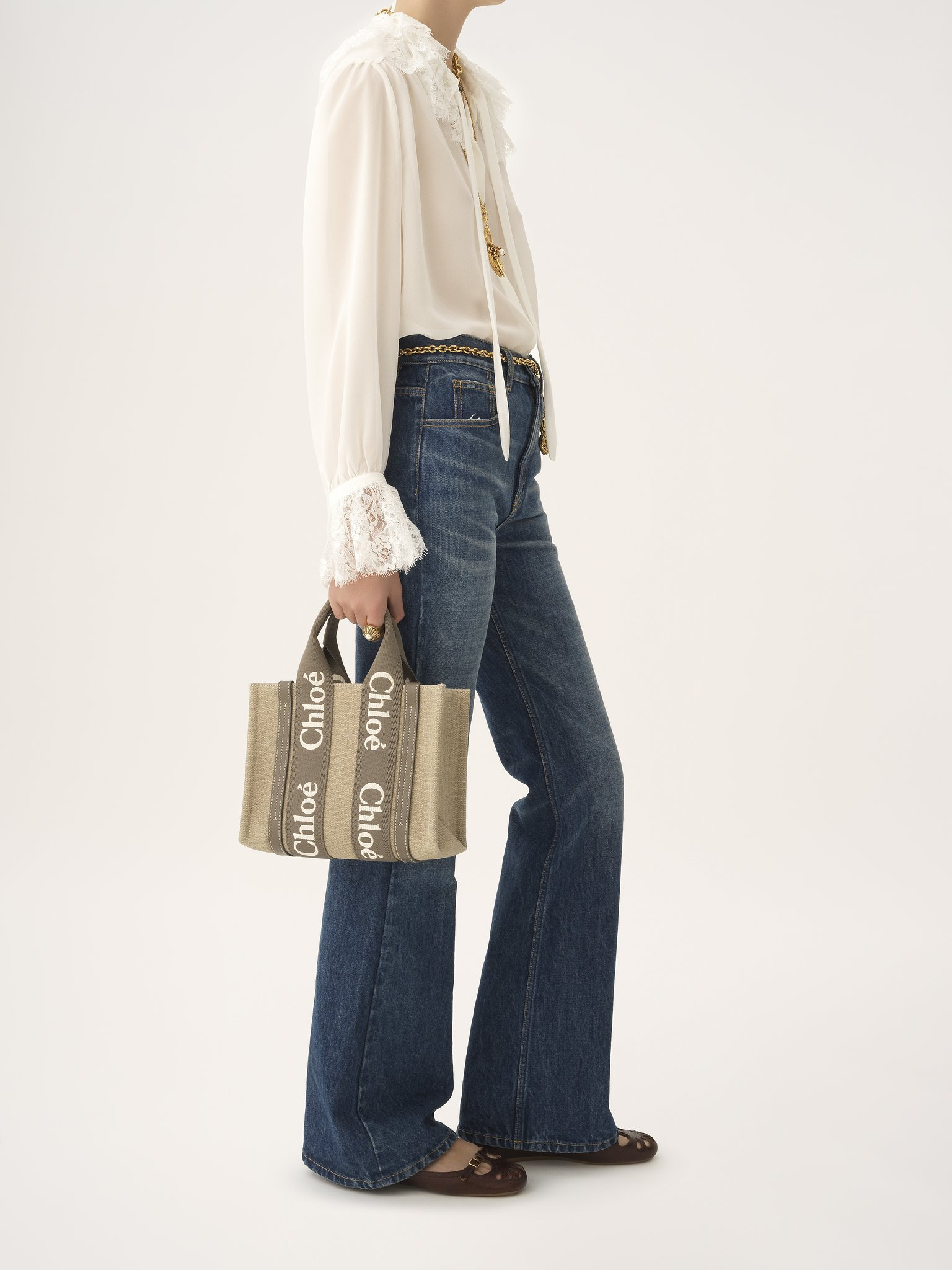 SMALL WOODY TOTE BAG IN LINEN - 7