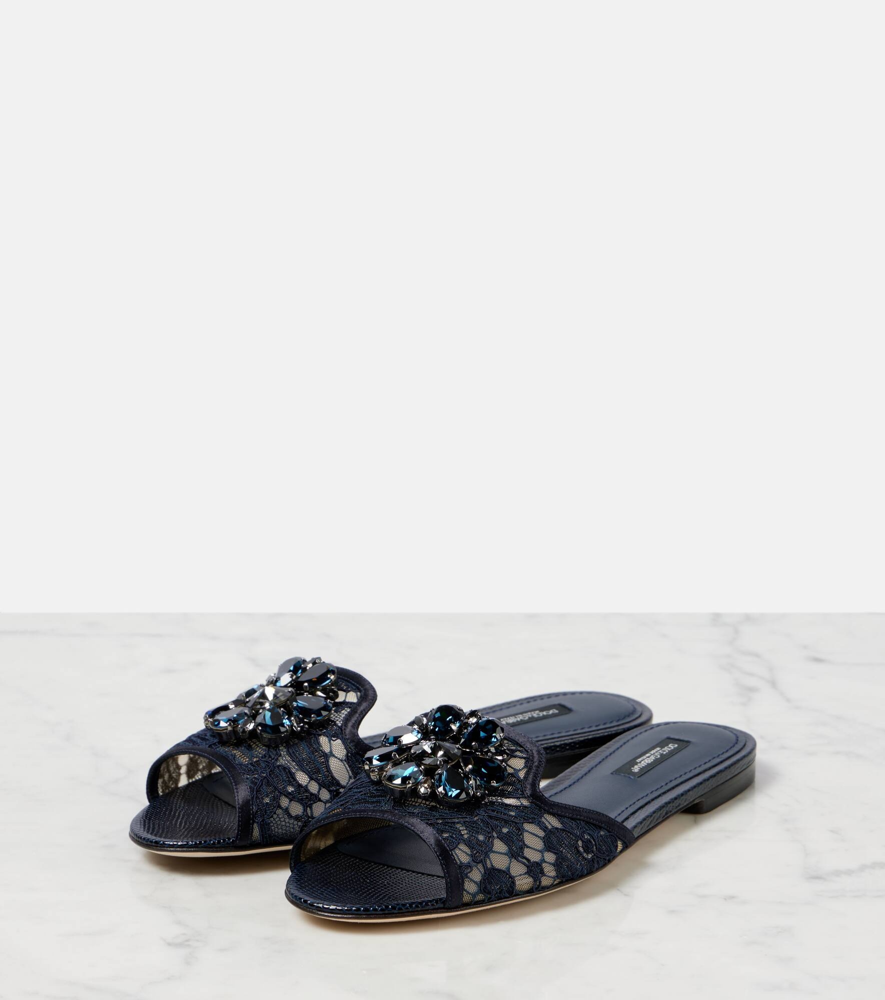 Bianca embellished lace flats - 5