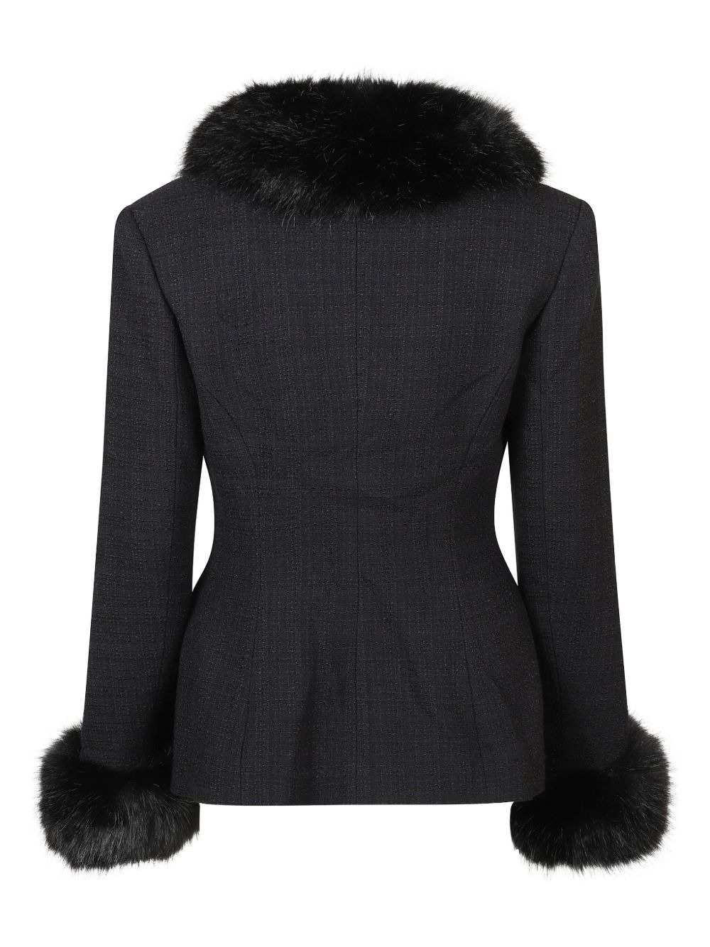 fur-trimmed tweed jacket - 2