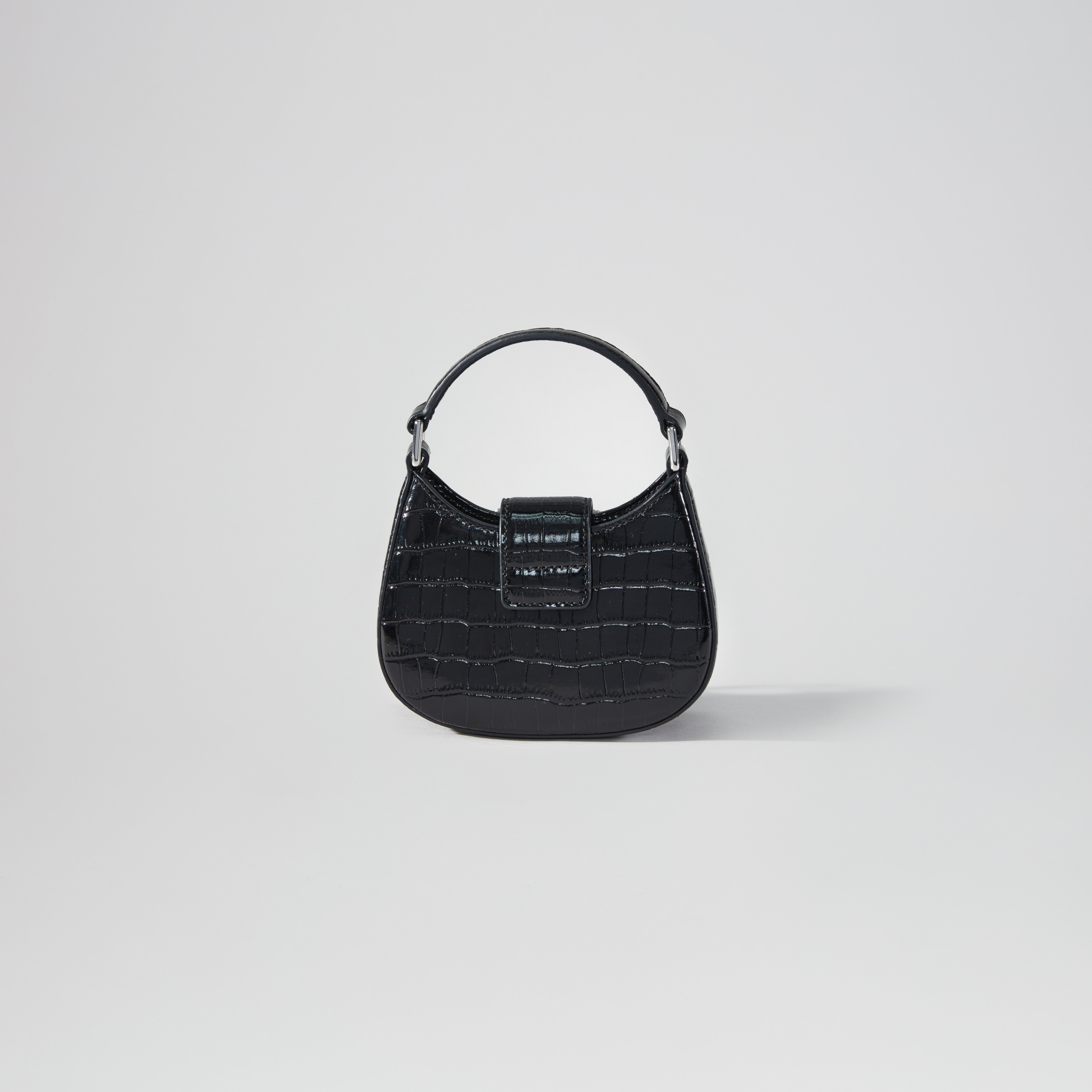 Black Croc Crescent Bow Micro Bag - 3