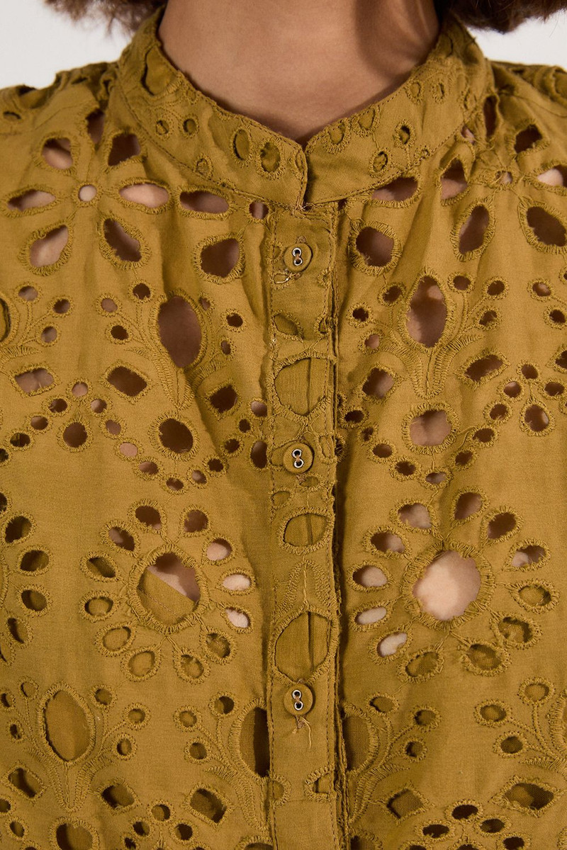 Cotton Broderie Woven Short Sleeve Blouse 3