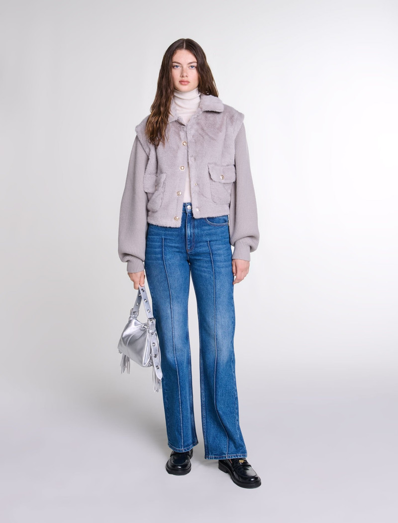 maje Dual-material faux fur jacket outlook