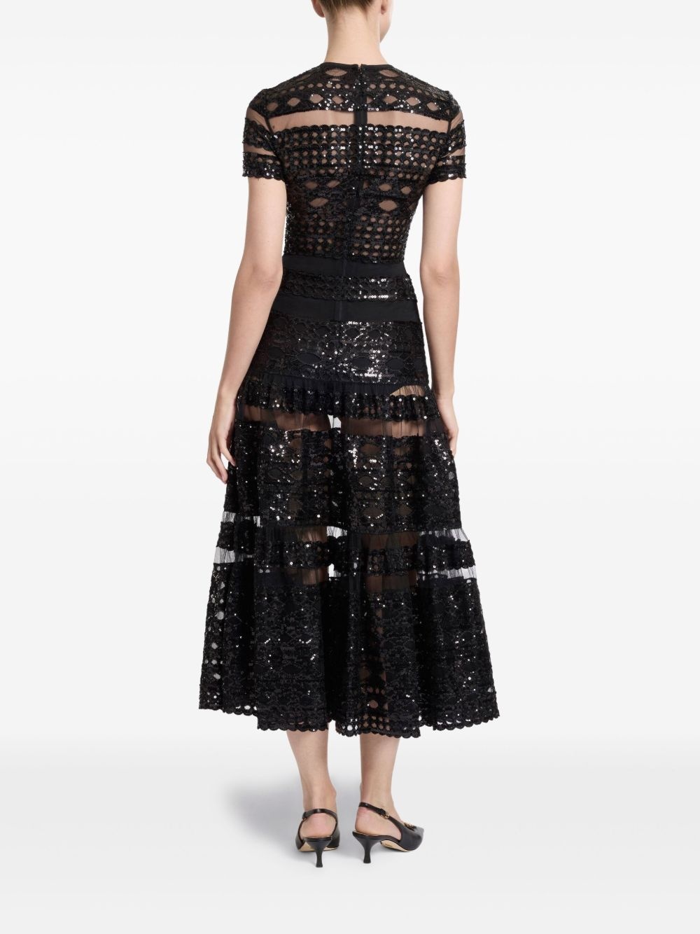 tulle embroidered midi dress - 3