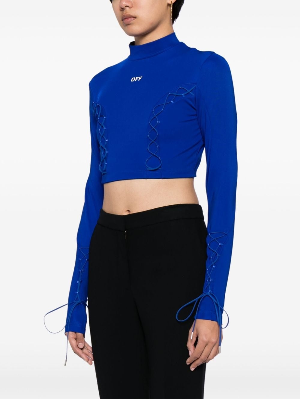 lace-up crop top - 3
