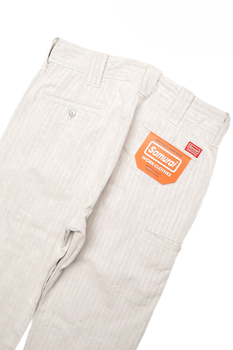 Samurai Jeans 13oz "Gray Nep" HBT Wide Trousers - Oatmeal outlook