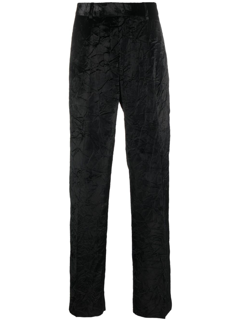 crushed velvet straight-leg trousers - 1