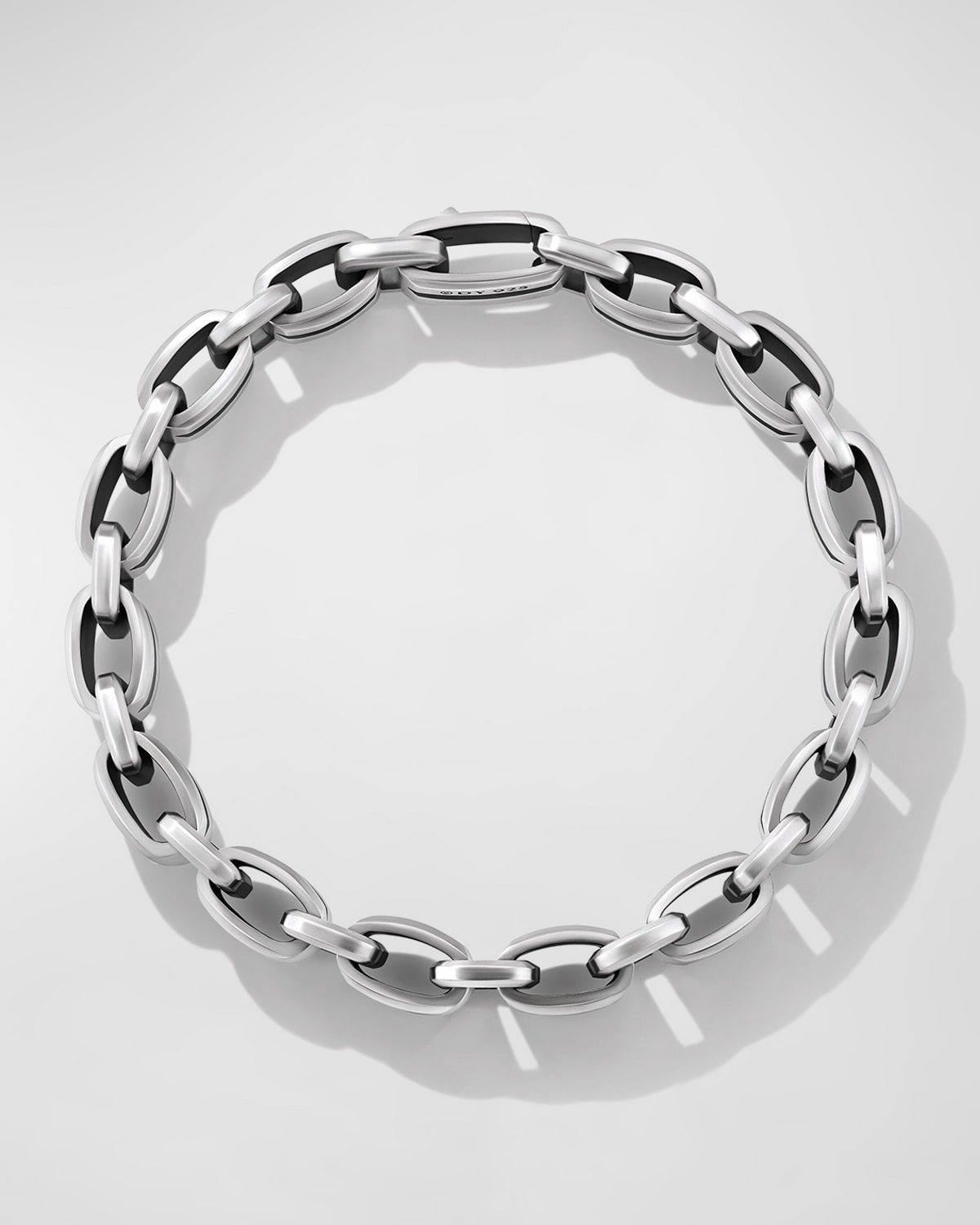 Men's Deco Beveled Link Bracelet in Silver with Pav&eacute; Diamonds, 7.5mm - 2