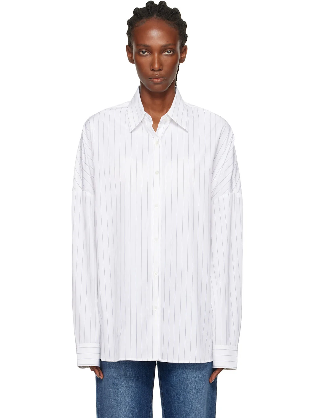 White Cotton Cocoon Shirt - 1
