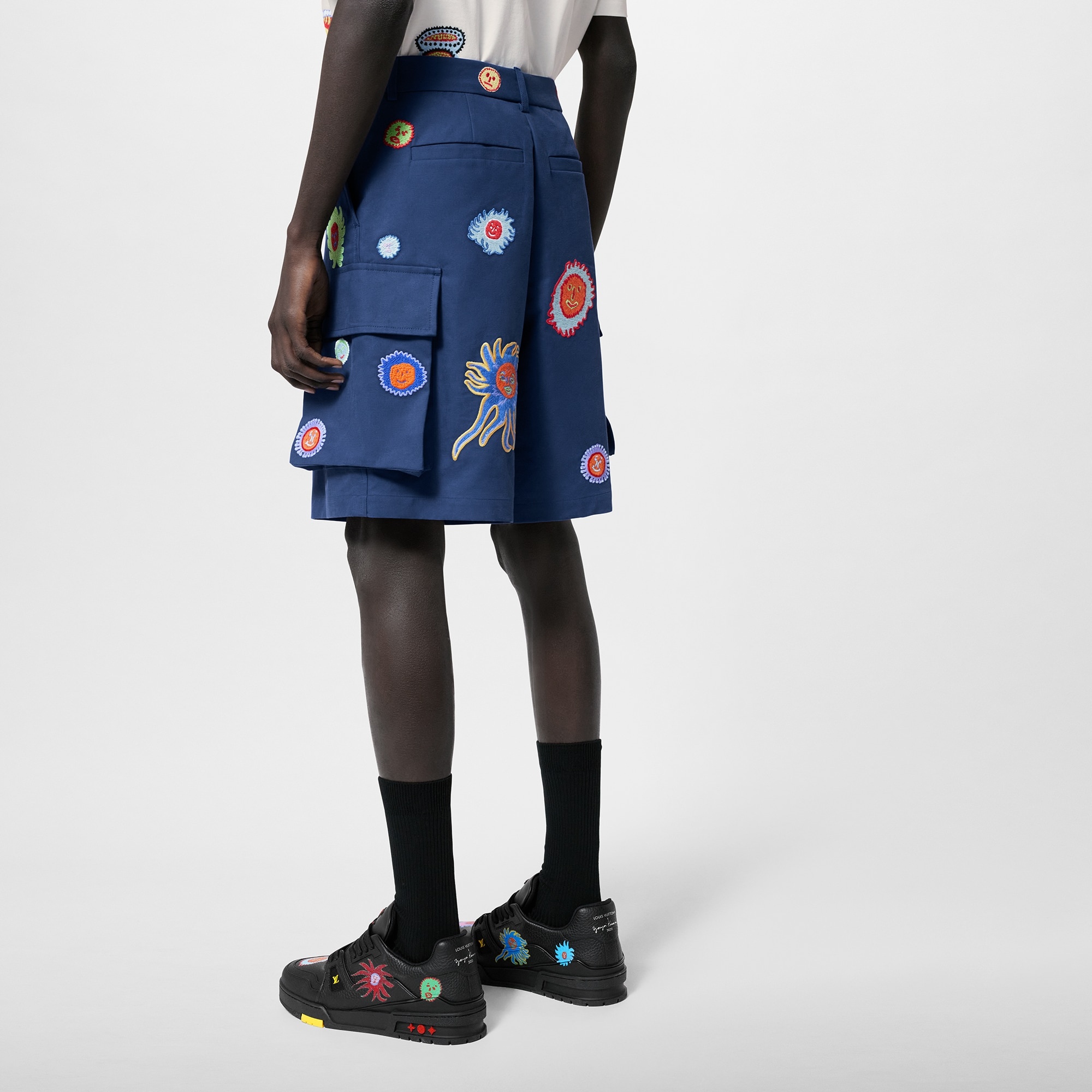LV x YK Embroidered Faces Cargo Short - 5