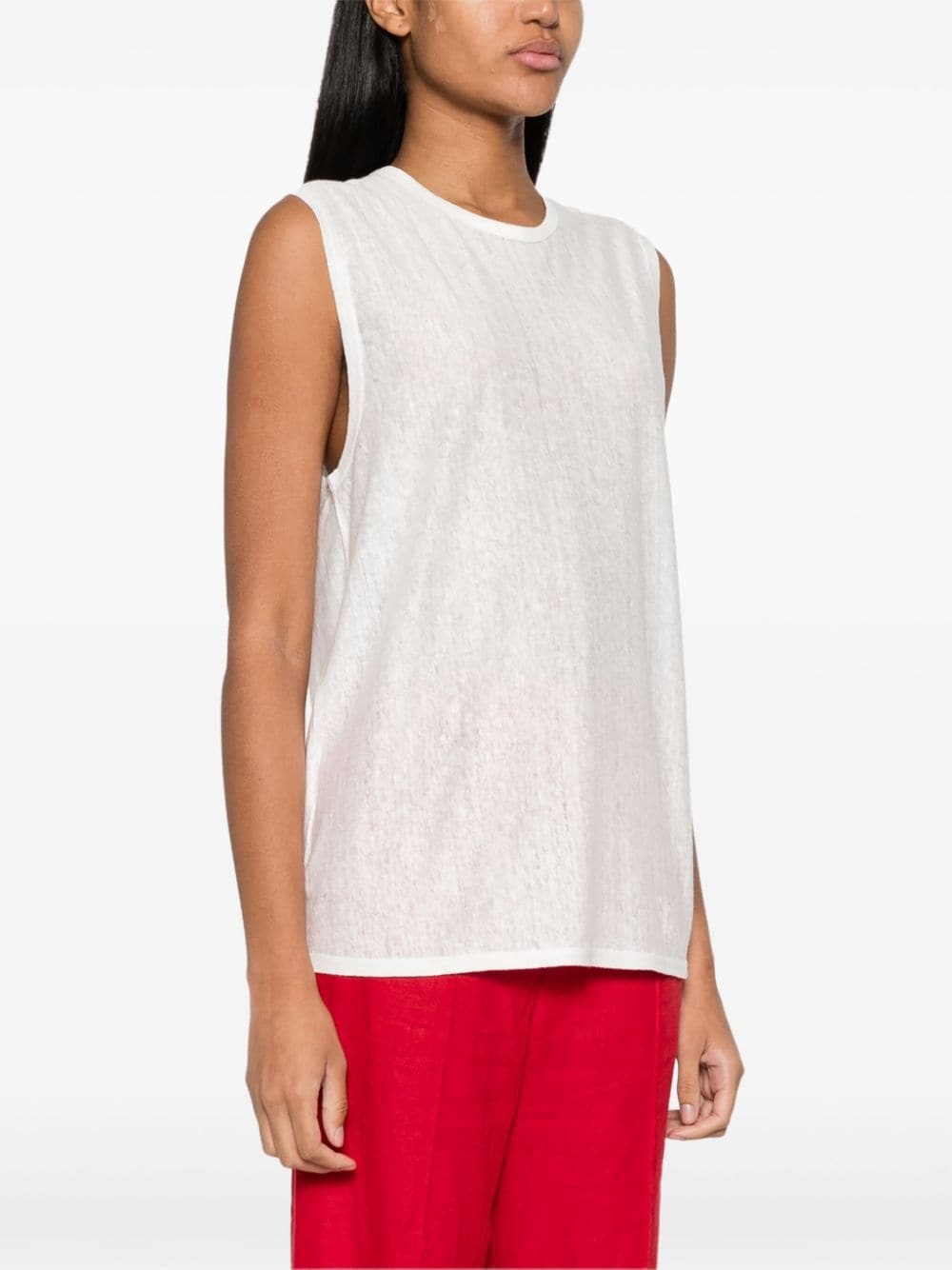 sleeveless linen top - 3