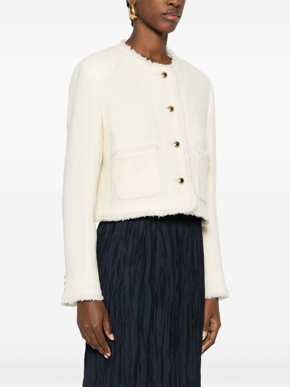 single-breasted tweed jacket - 3