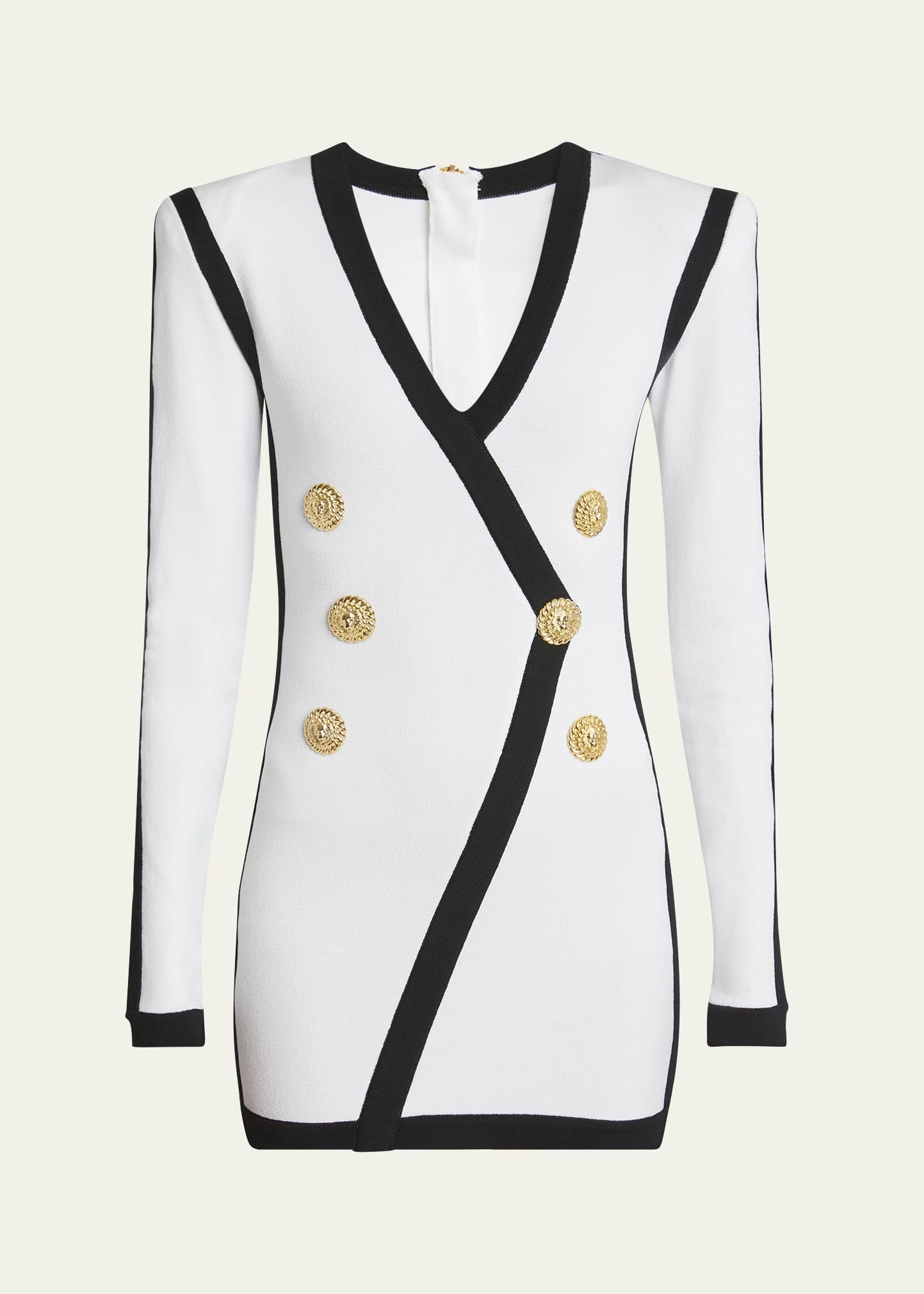 V-Neck Button Wrap Body-Con Mini Dress - 1
