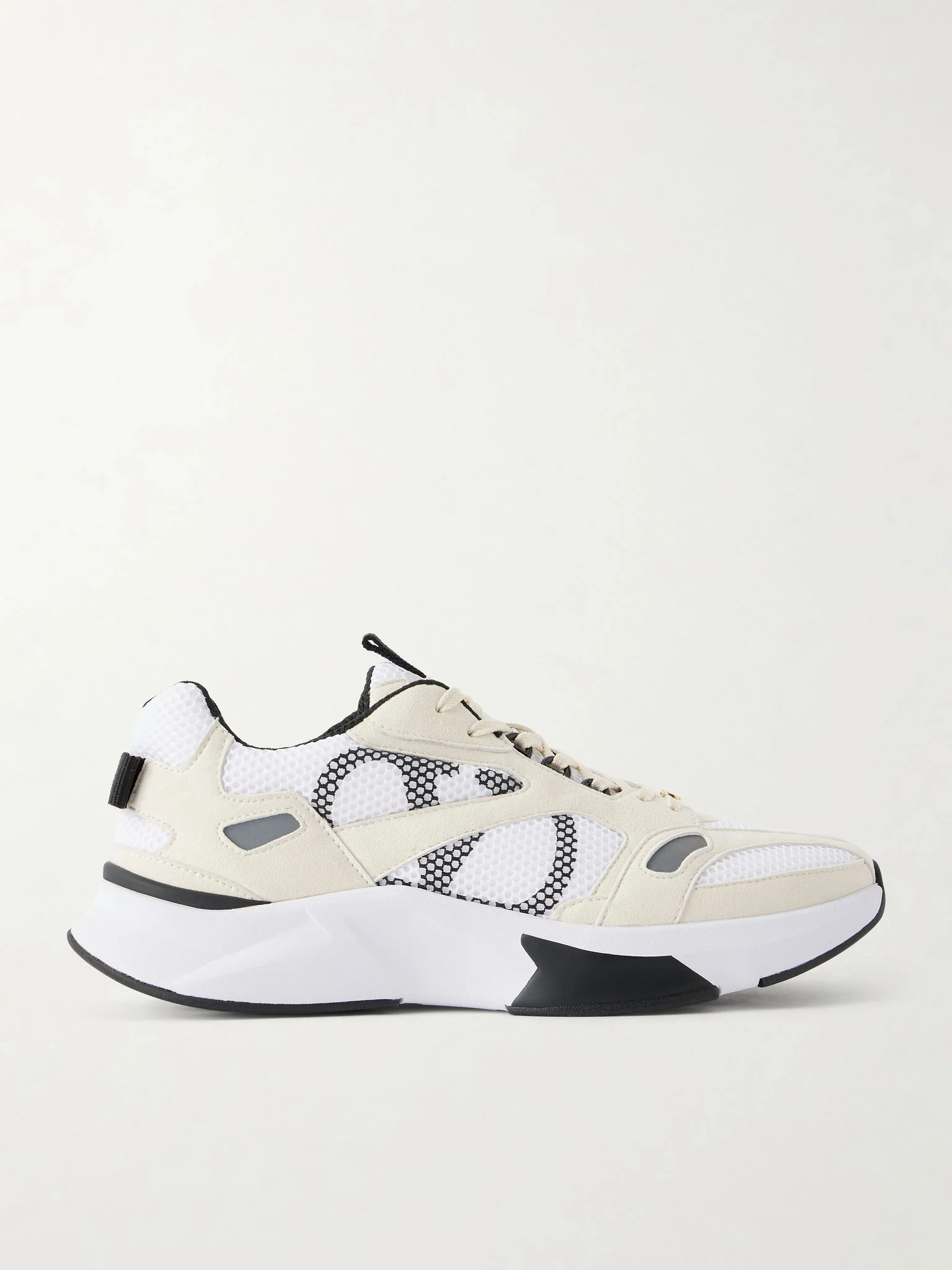Demivee Suede-Trimmed Mesh Sneakers White - 1