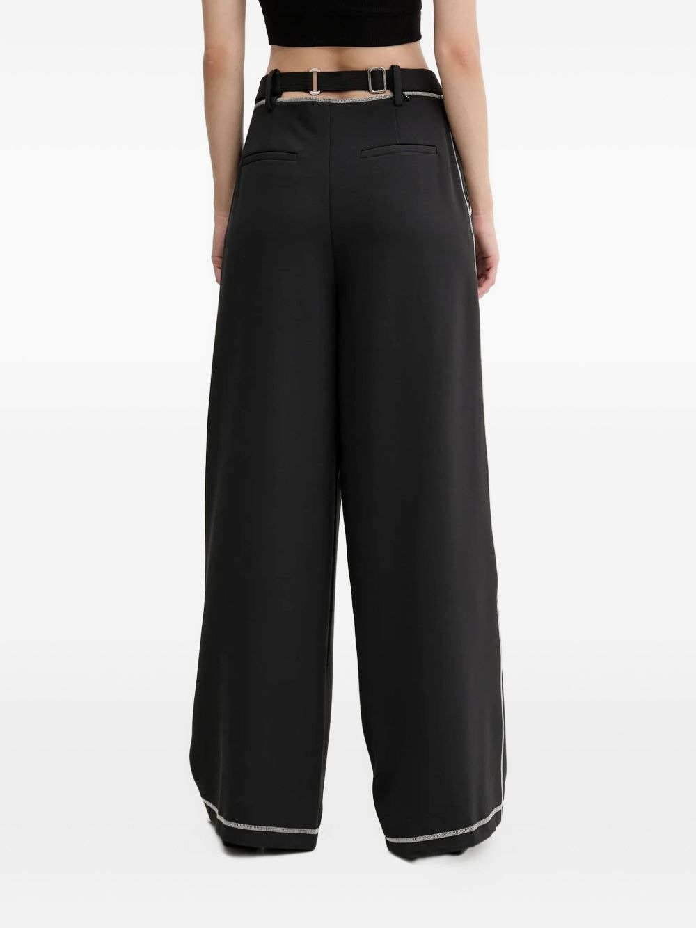 contrast-stitch wide-leg trousers - 2