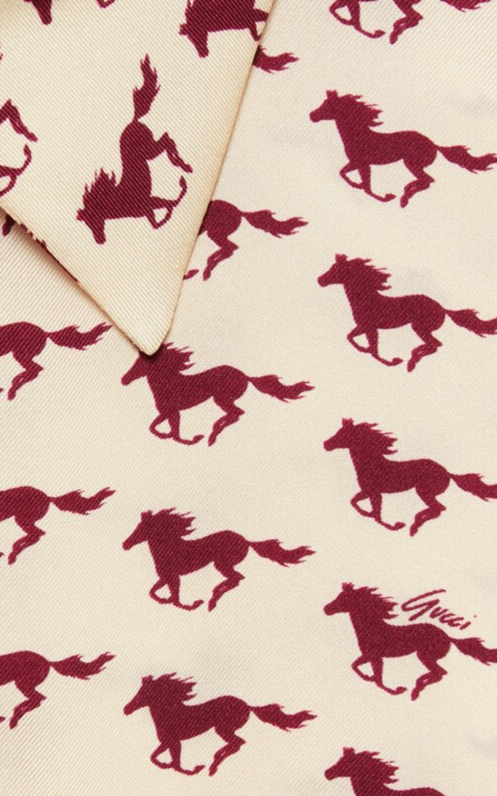 DIAGONAL HORSES PRINT SILK DRESS - 6
