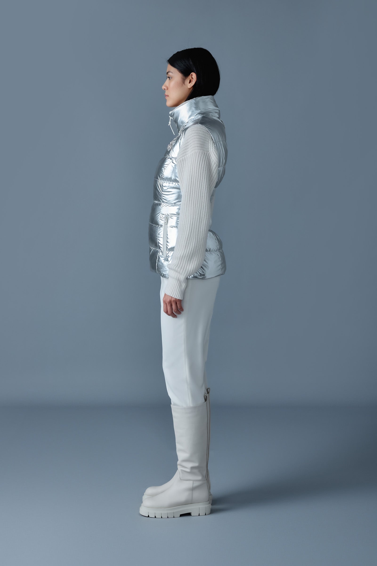 GISELA-MSF Metallic laminate snowflake down vest - 3