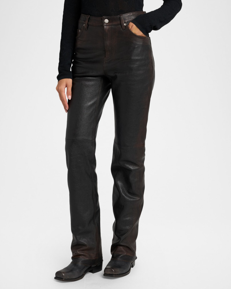 Journey Slim-Straight Nappa Leather Pants 4