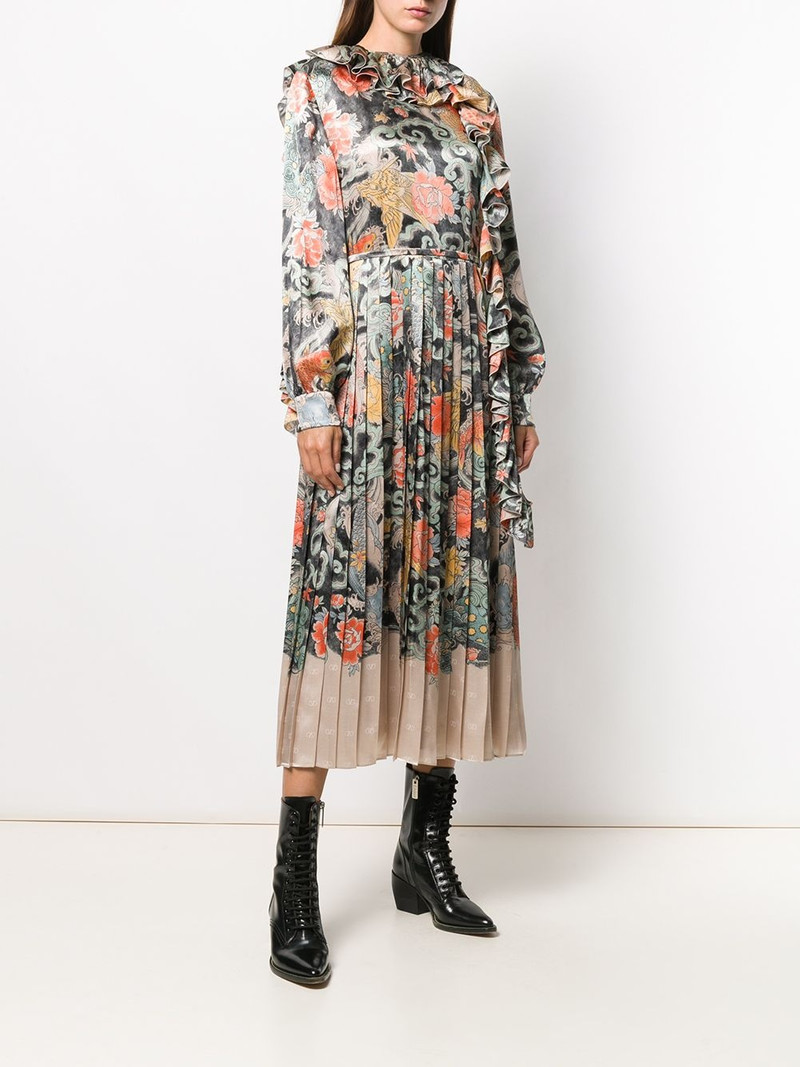 oriental print satin dress 4