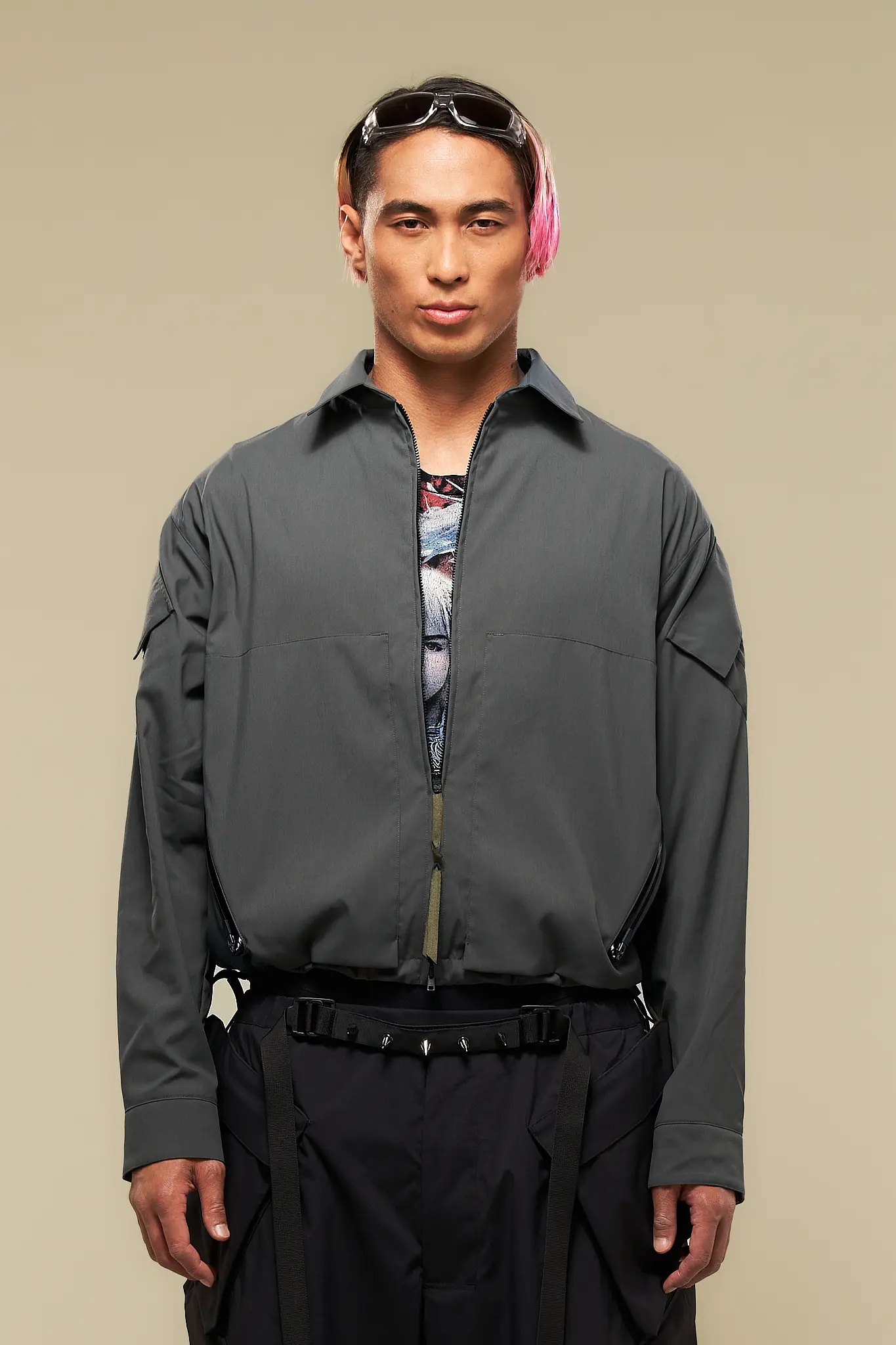 LA12-M Nylon Stretch Shirt Jacket Gray - 14